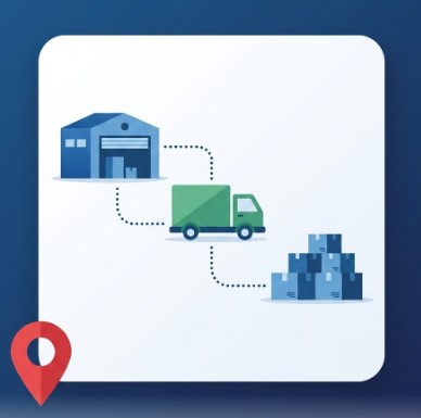 Ilustración de logística global y transporte internacional
